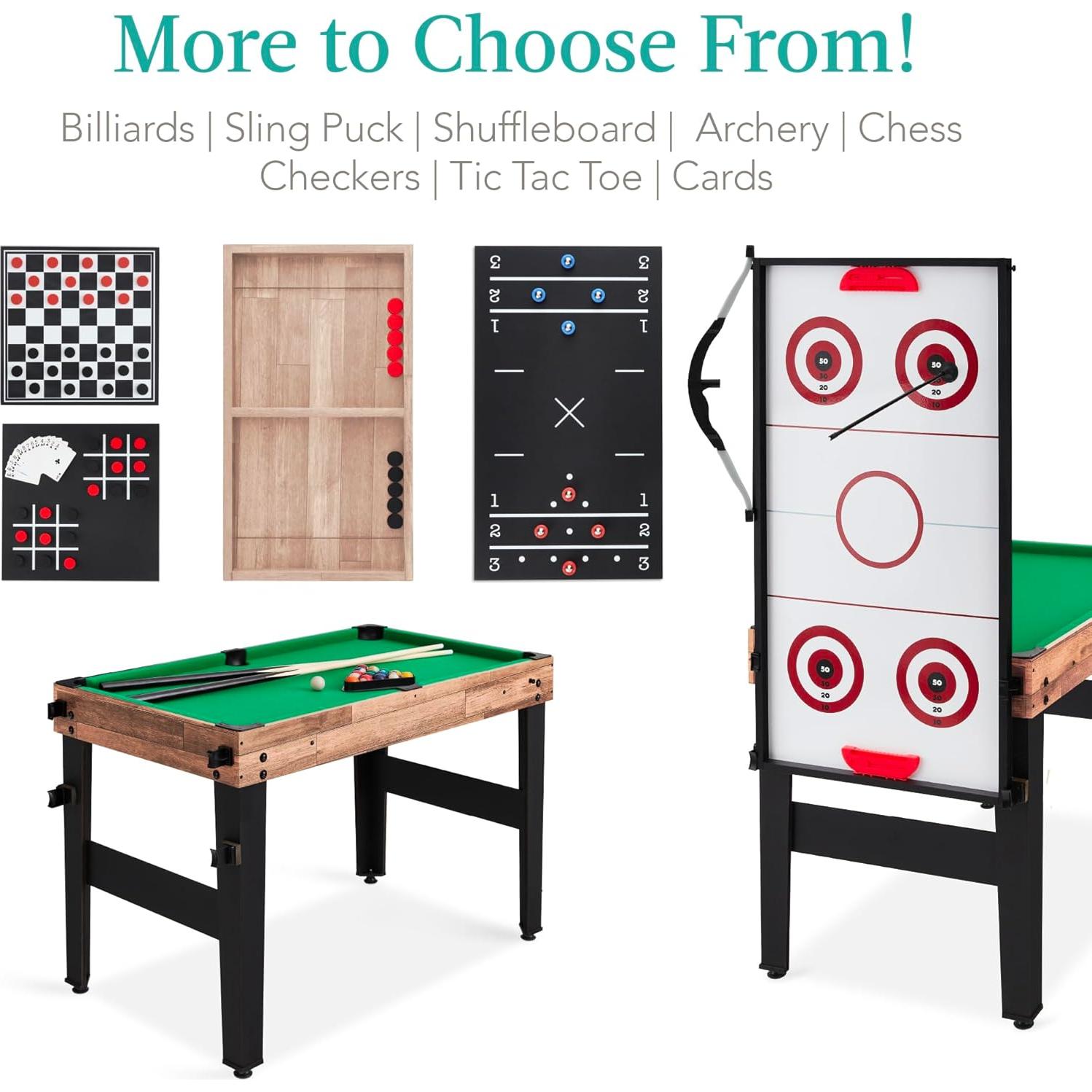 Best Choice Products 13-in-1 Combo Game Table Set for Home, Game Room, Friends & Family w/Ping Pong, Foosball, Basketball, Air Hockey, Archery, Chess, Checkers, Shuffleboard, Bowling