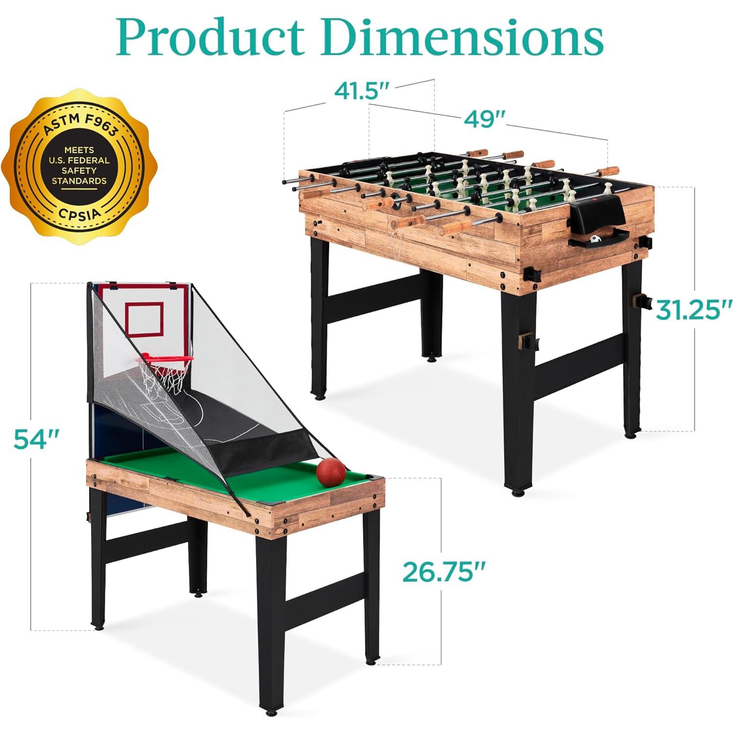 Best Choice Products 13-in-1 Combo Game Table Set for Home, Game Room, Friends & Family w/Ping Pong, Foosball, Basketball, Air Hockey, Archery, Chess, Checkers, Shuffleboard, Bowling