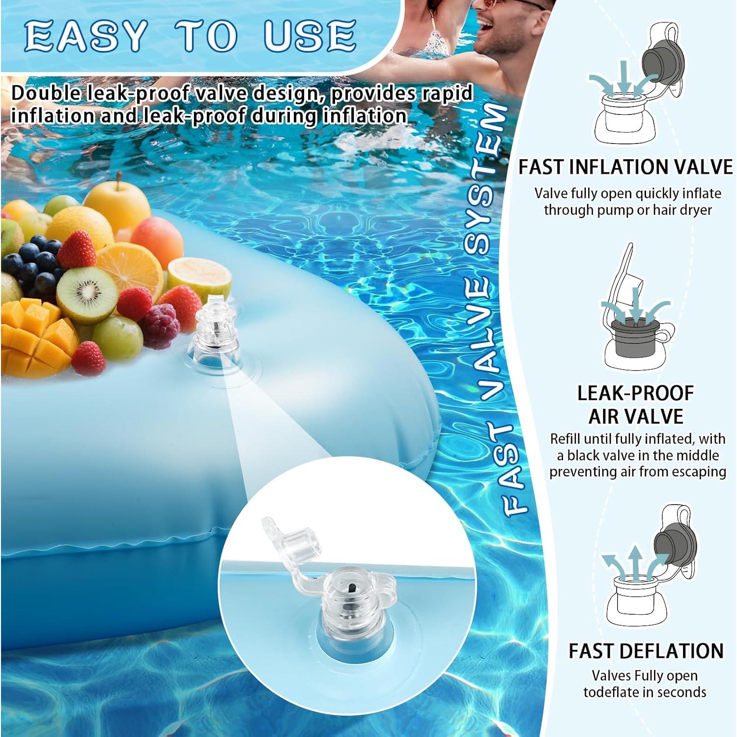 Floating Table for Pool Game with Waterproof Playing Cards, 35.5 x 35.5 in Floating Card Table for Pool, Inflatable Floating Pool Game Table for Adults Family Party (Blue)