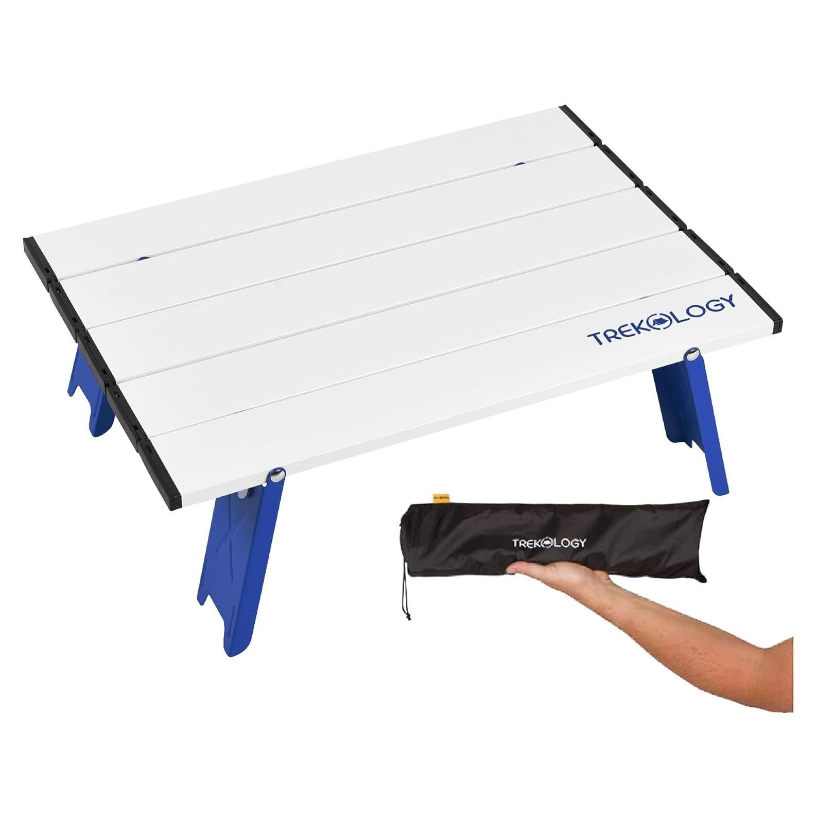 Mesa de Playa Plegable TREKOLOGY TALU Azul/Blanco 13 cm