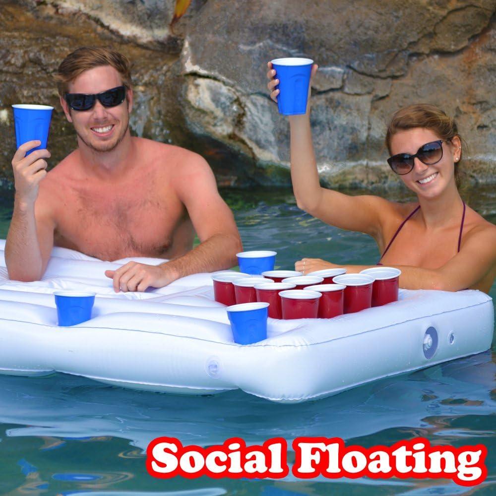 Mesa Flotante Beer Pong GoPong con Enfriador y Portavasos