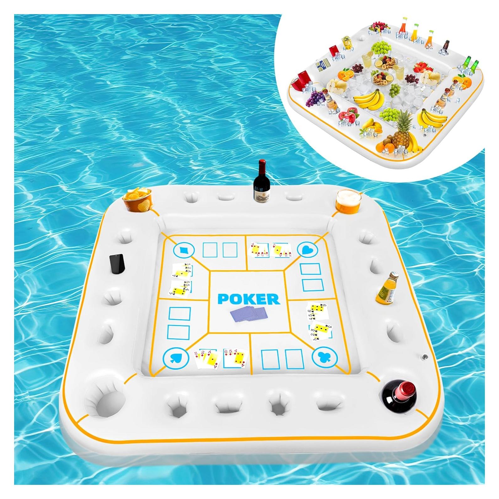 Mesa de Juego Inflable Elcoho 140x140 cm con Cartas y Soporte