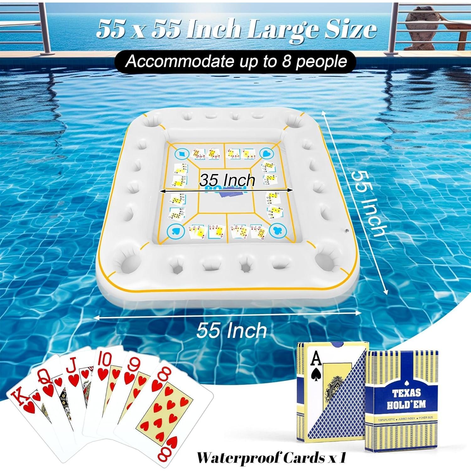 Mesa de Juego Inflable Elcoho 140x140 cm con Cartas y Soporte