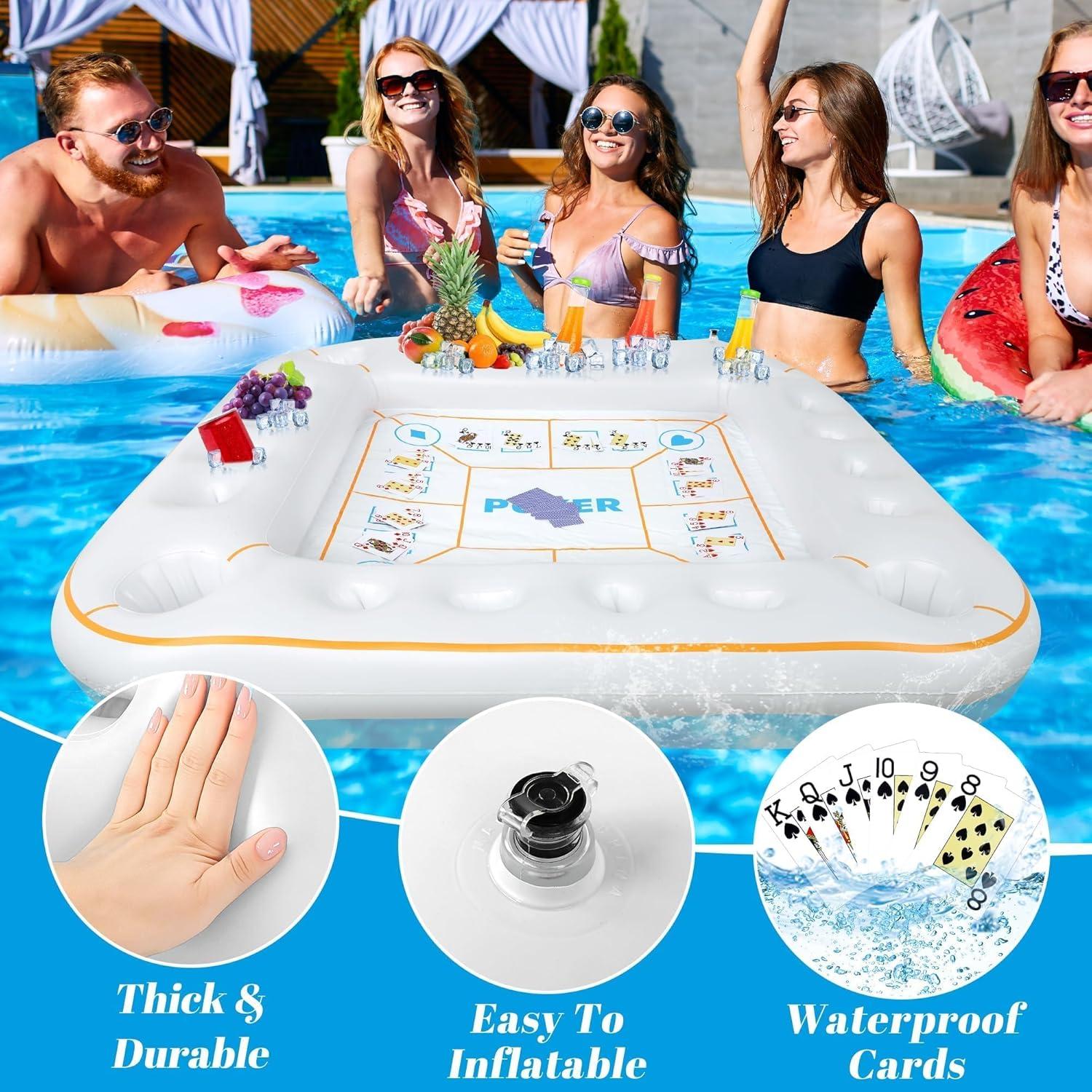 Mesa de Juego Inflable Elcoho 140x140 cm con Cartas y Soporte