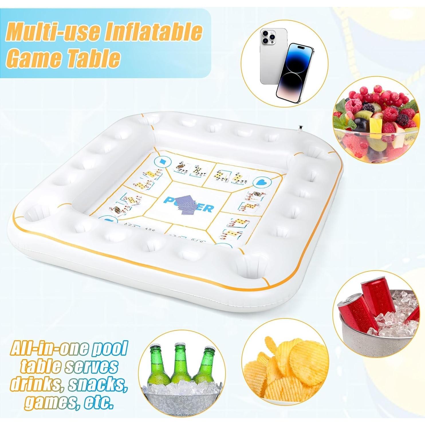 Mesa de Juego Inflable Elcoho 140x140 cm con Cartas y Soporte