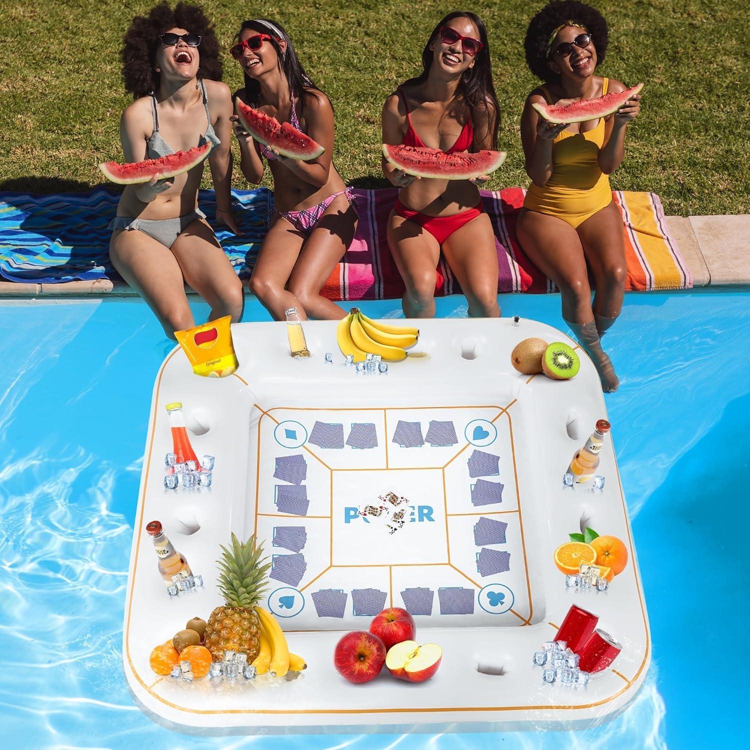 Mesa de Juego Inflable Elcoho 140x140 cm con Cartas y Soporte