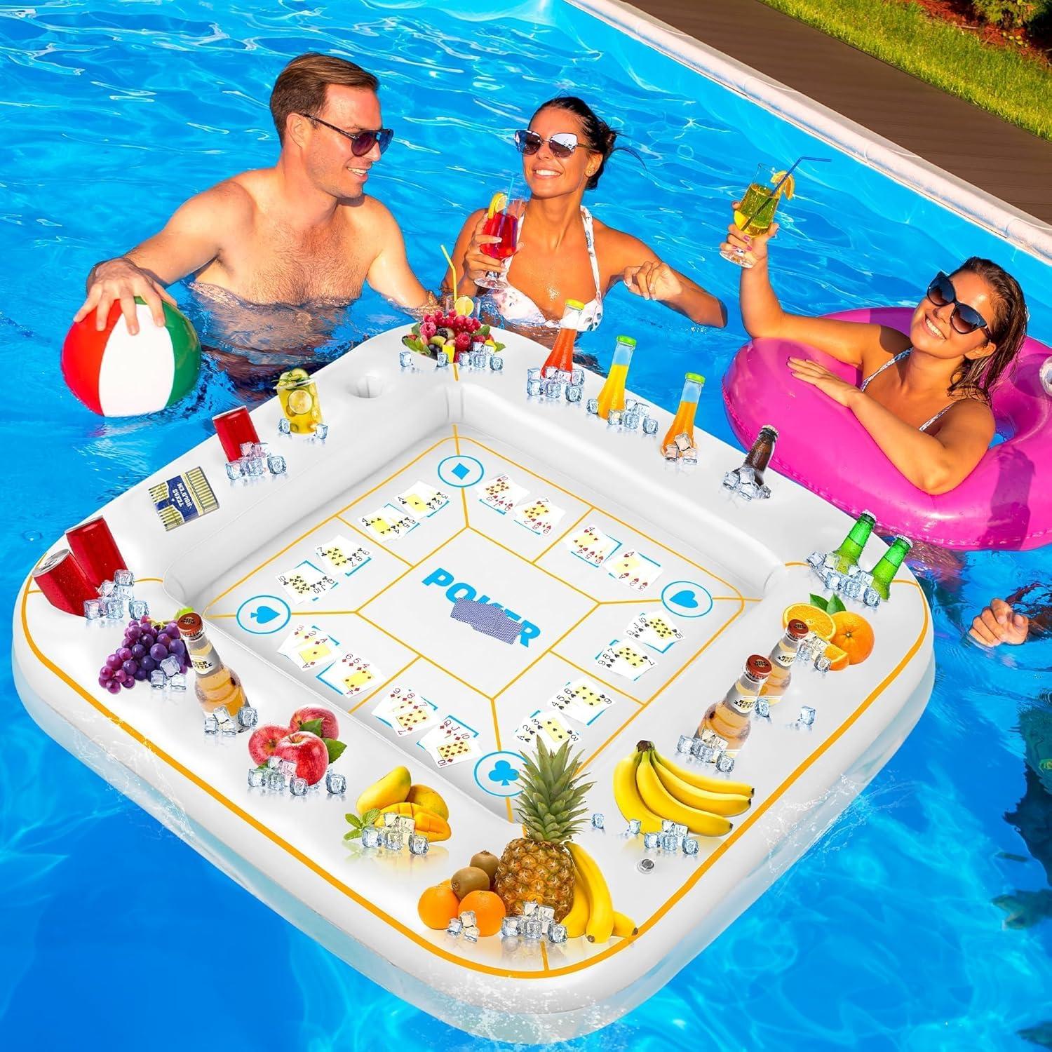 Mesa de Juego Inflable Elcoho 140x140 cm con Cartas y Soporte