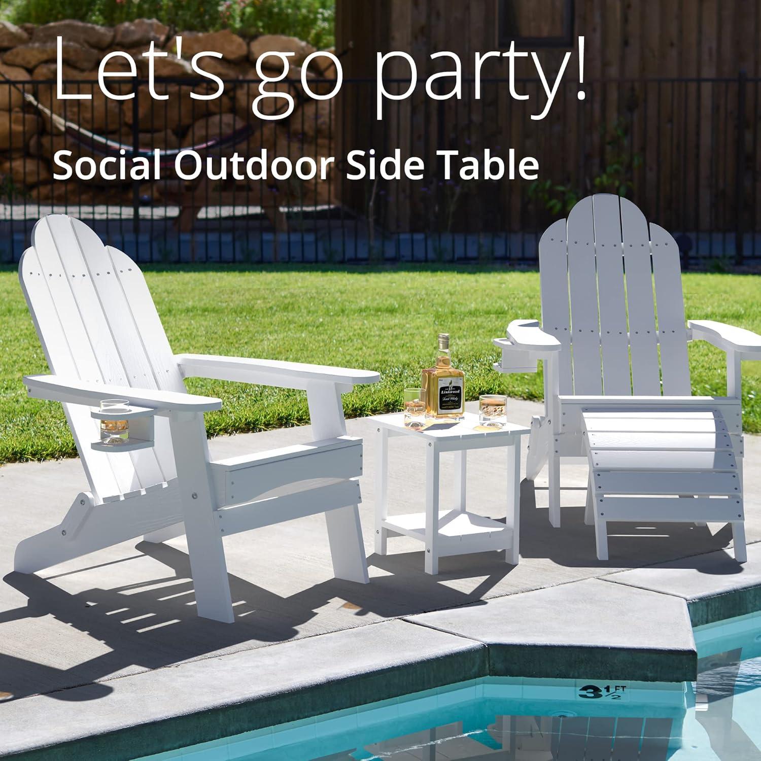 Mesa Lateral Exterior LUE BONA Blanca HDPS 2 Niveles 42.4 cm