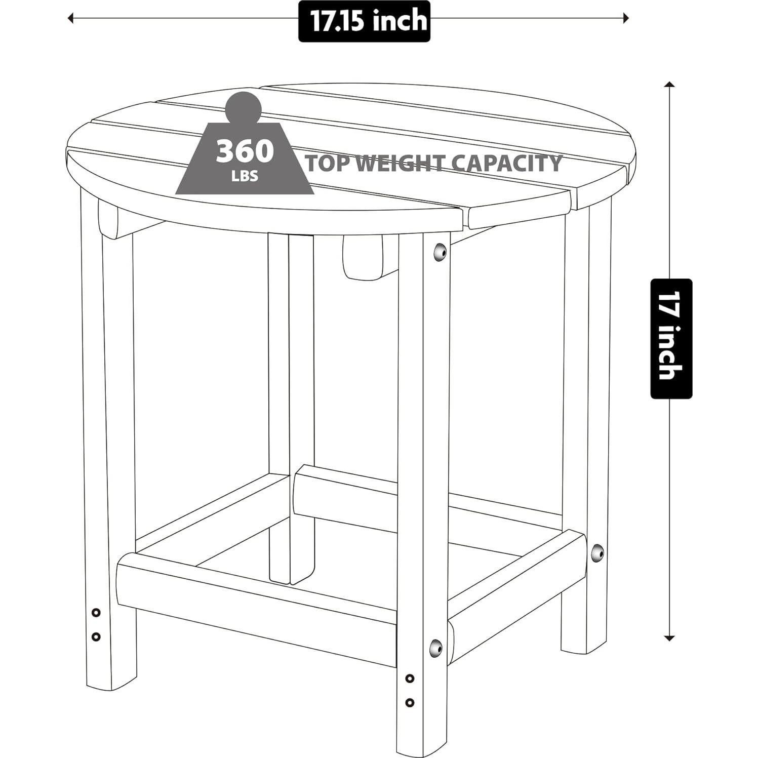 Mesa Lateral Redonda LZRS Turquesa para Patio y Jardín