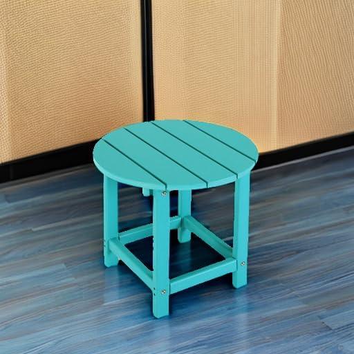 Mesa Lateral Redonda LZRS Turquesa para Patio y Jardín