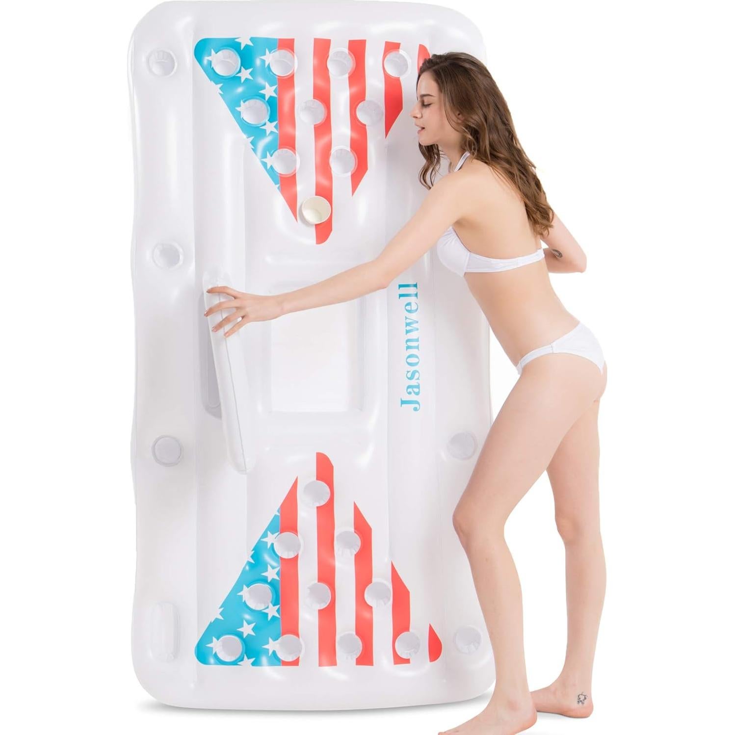 Flotador Inflable Beer Pong Jasonwell 1.83m con Cooler y 8 Pelotas