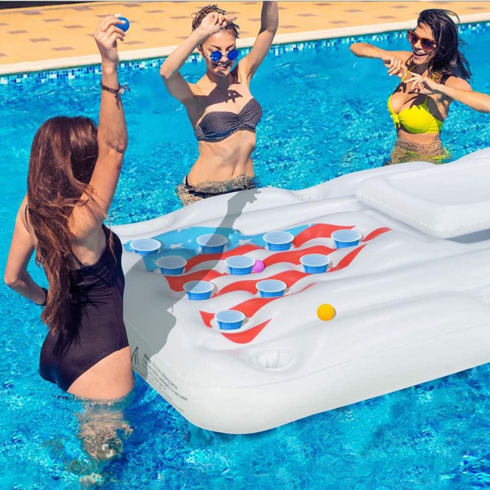 Flotador Inflable Beer Pong Jasonwell 1.83m con Cooler y 8 Pelotas