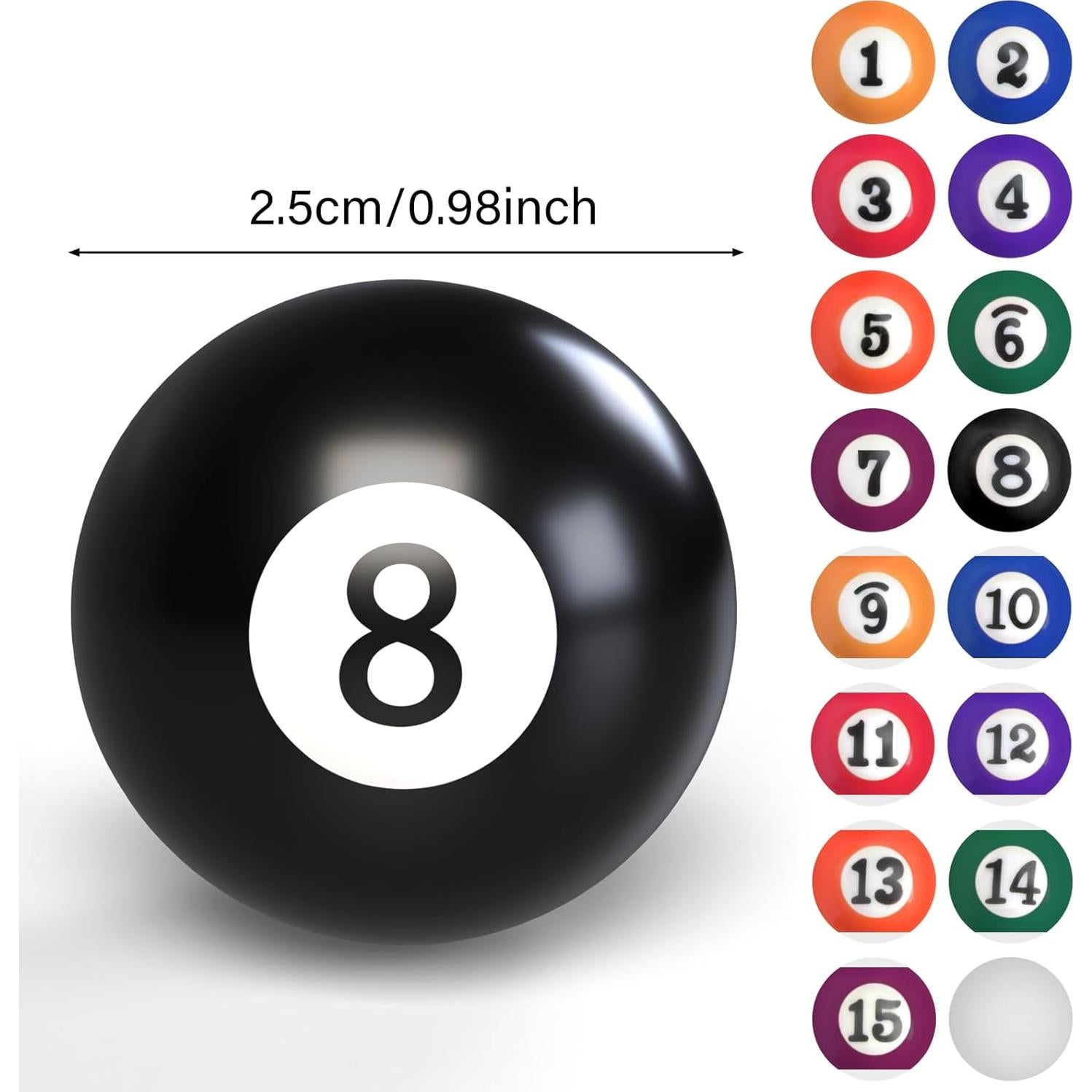 Set de 16 Bolas de Billar AccEncyc 5.72cm Multicolores