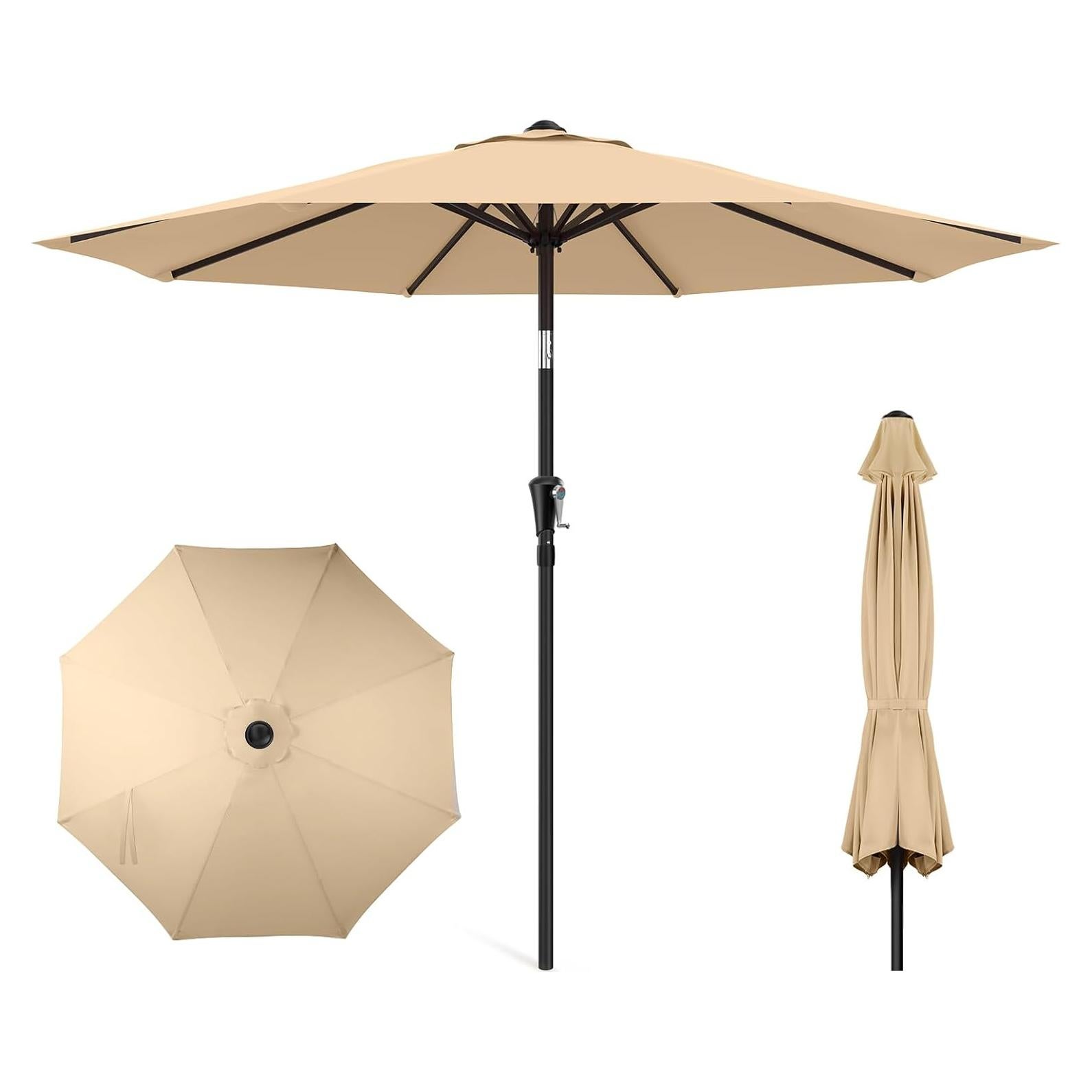 Paraguas de Patio HOMSHADE 9 pies Beige con Protección UV UPF50+