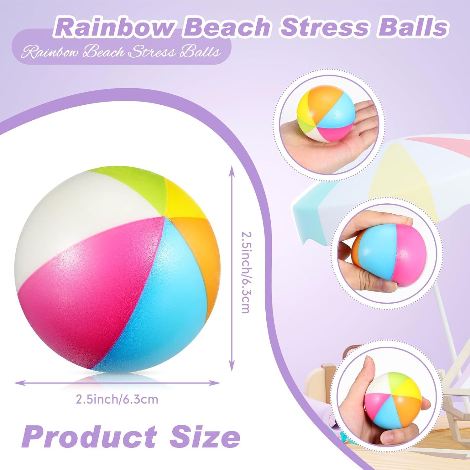 Jerify 24 Pelotas de Playa Antiestrés 6.3 cm Arcoíris