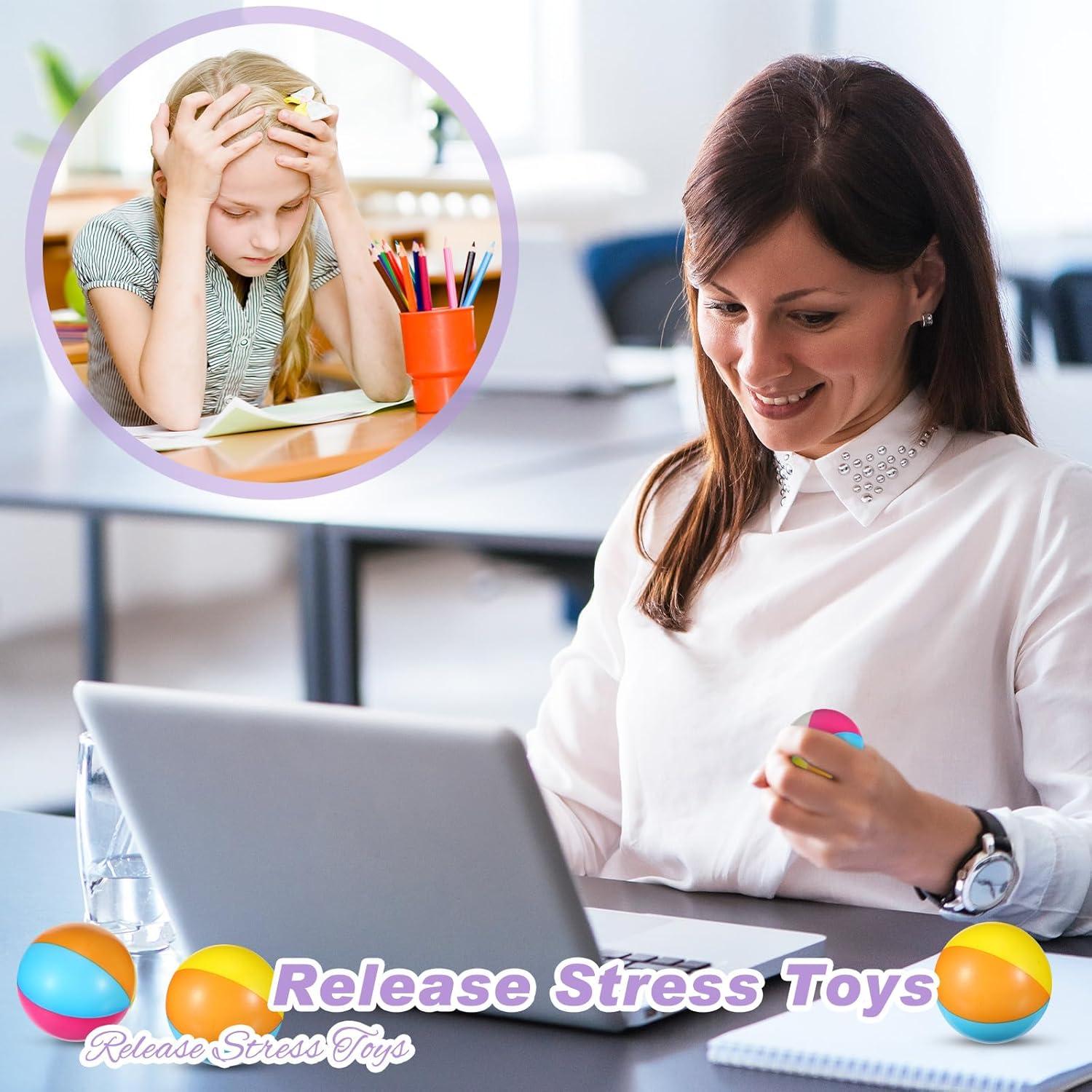 Jerify 24 Pelotas de Playa Antiestrés 6.3 cm Arcoíris