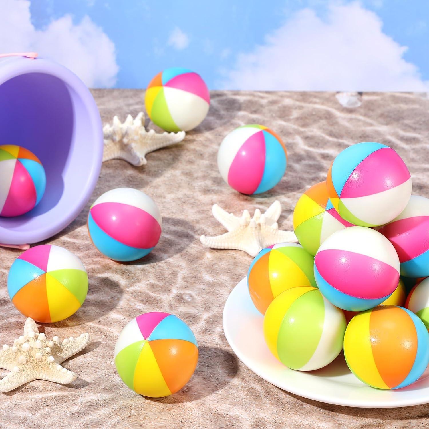 Jerify 24 Pelotas de Playa Antiestrés 6.3 cm Arcoíris
