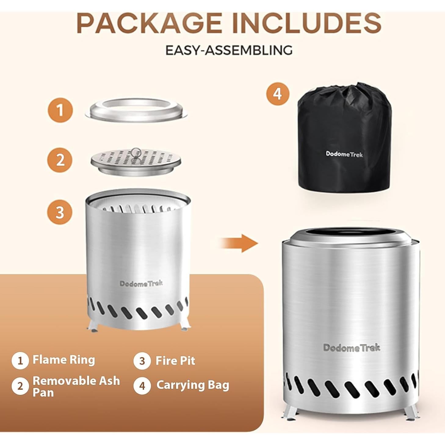 Hoguera Portátil Dodometrek 5.5" Oliva Acero Inoxidable