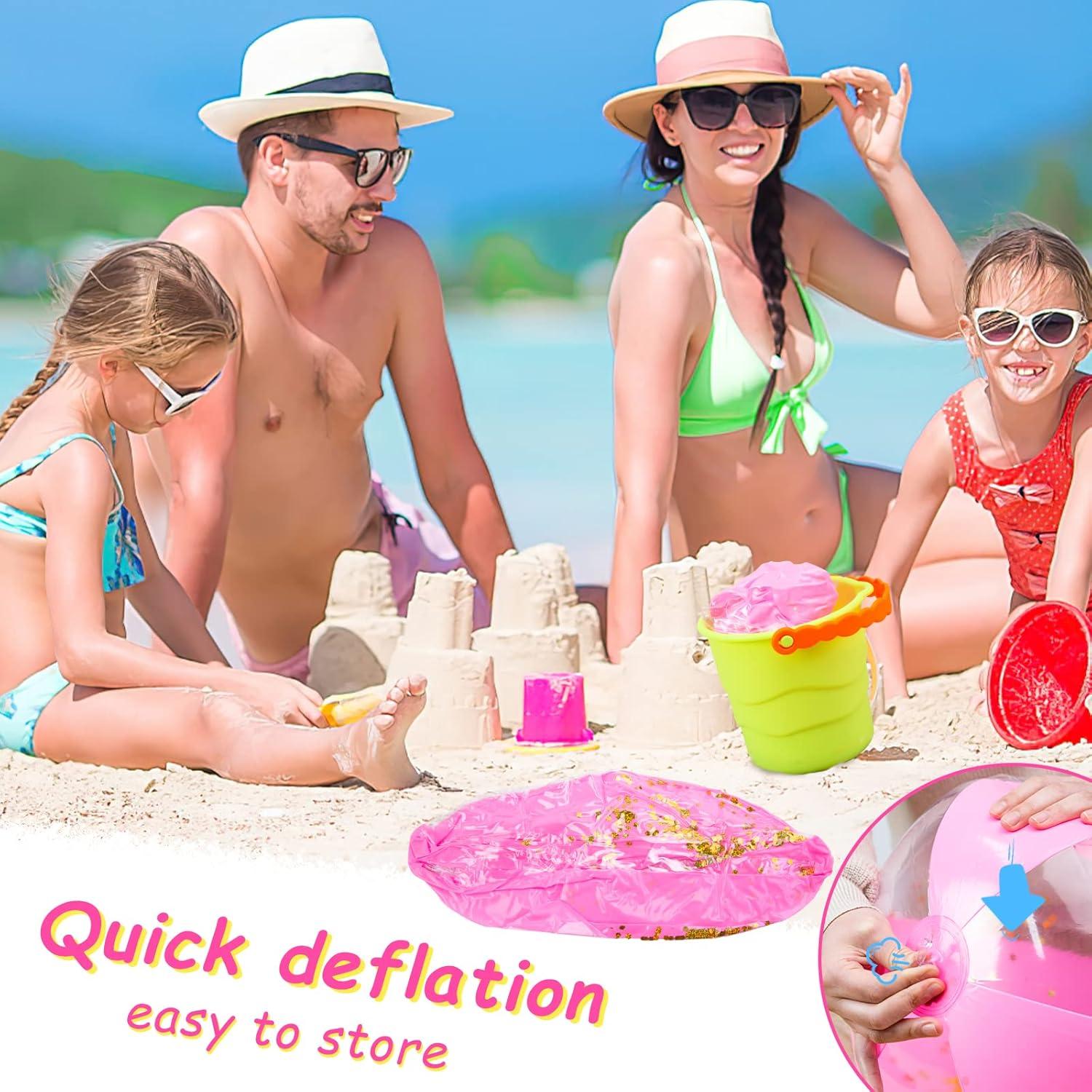 Pelotas de Playa Inflables FUTUREPLUSX 2PCS Rosa 40.64 cm