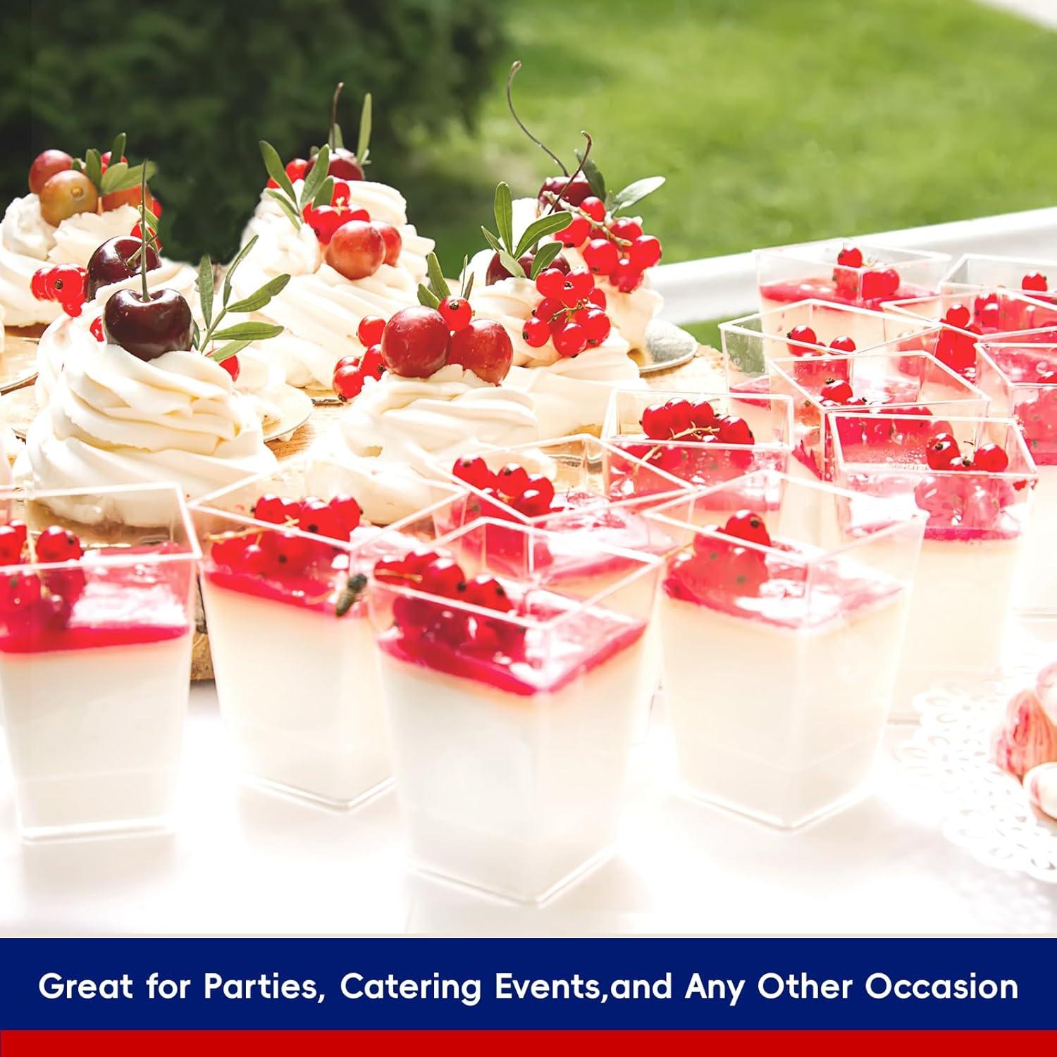 JOLLY CHEF 100 Copas de Postre Mini 3 oz Plástico Claro Cuadradas