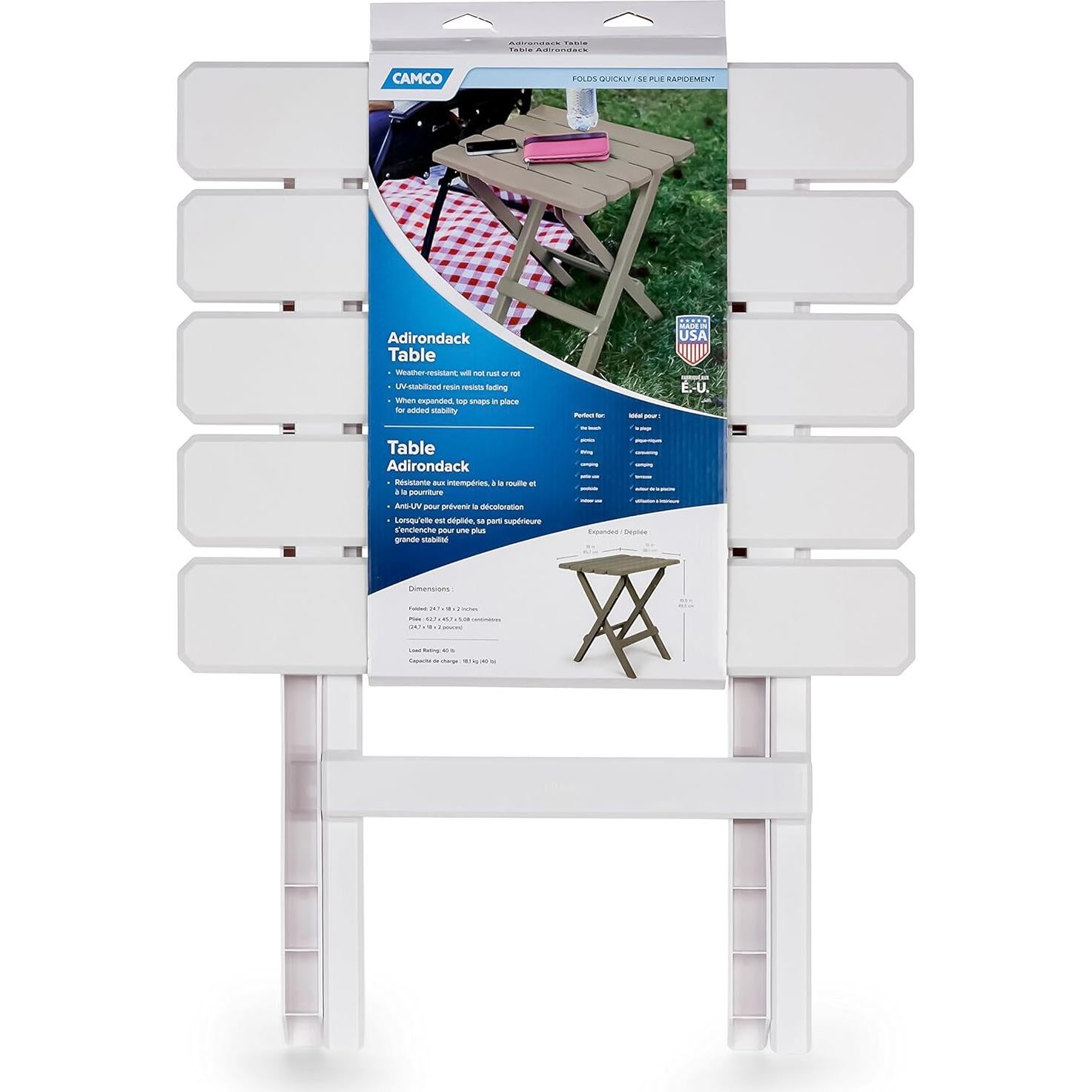 Mesa Lateral Plegable Camco 51695 Blanca 45.72x38.1cm