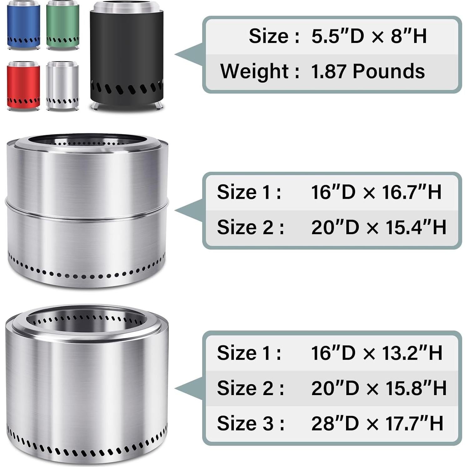 Fogata de Mesa HGD Sin Humo 20 cm Acero Inoxidable Negra
