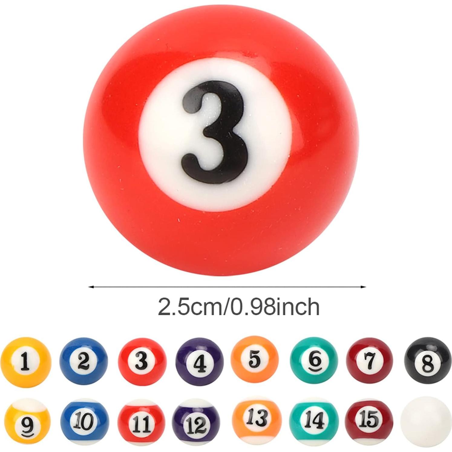 Juego de 16 Bolas de Billar Mini HEITIGN 2.5cm Resina