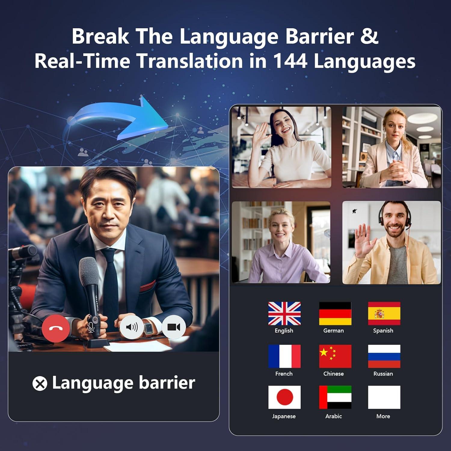 AI Translation Earbuds Real Time, 164 Language Translator Earbuds OWS 3-in-1 Translation Headphones, Translation Device for Travel Business Learning Compatible with iOS and Android（Black）