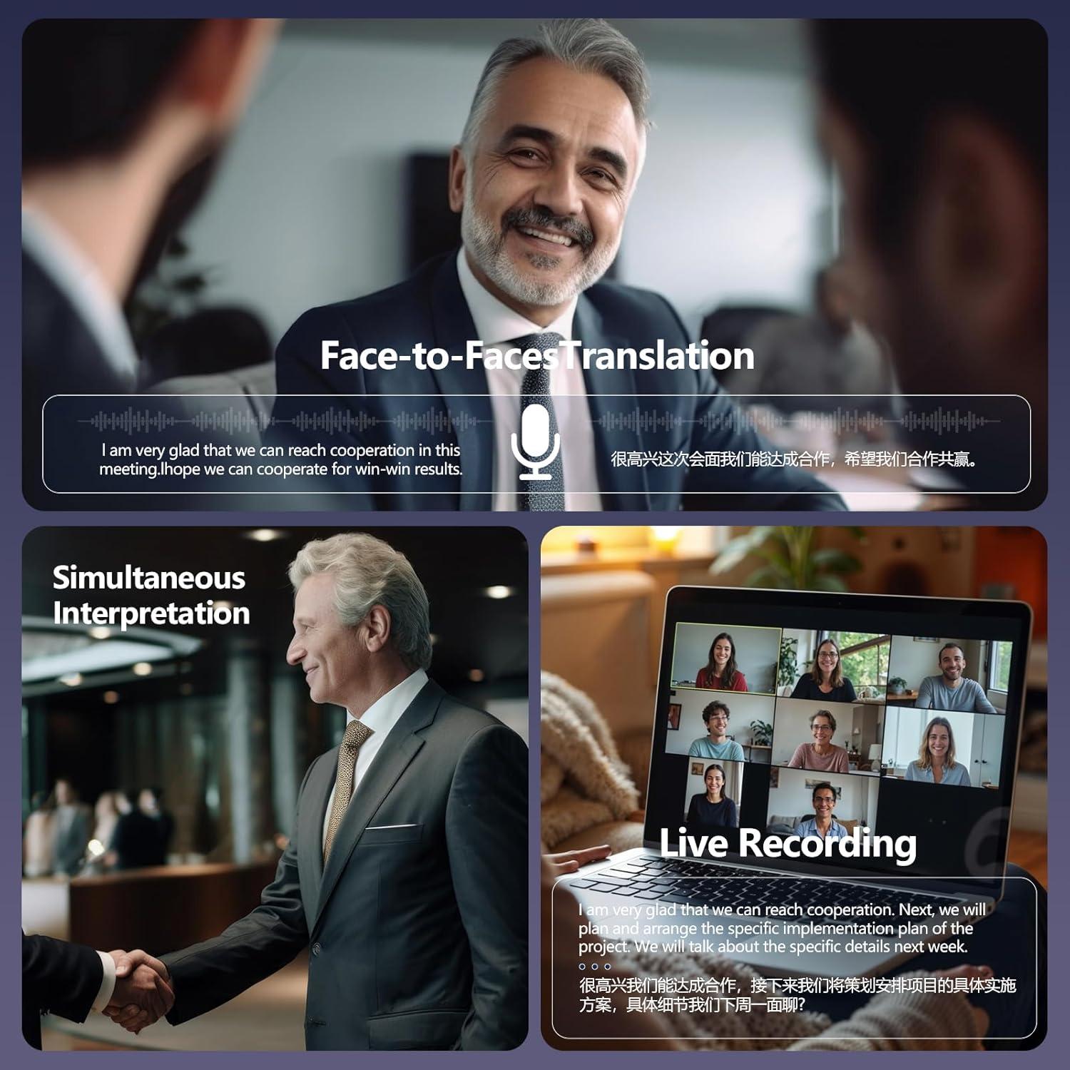 AI Translation Earbuds Real Time, 164 Language Translator Earbuds OWS 3-in-1 Translation Headphones, Translation Device for Travel Business Learning Compatible with iOS and Android（Black）