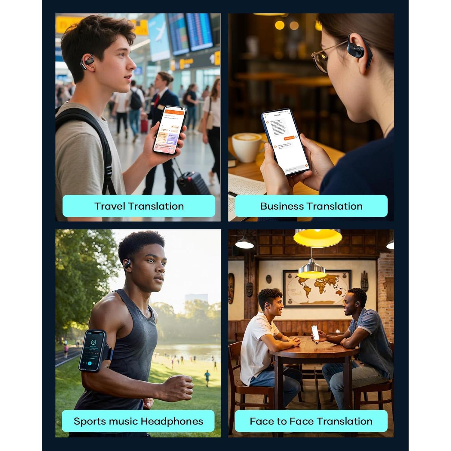 Auriculares de Traducción AI Prwtso M114 Bluetooth 144 Idiomas