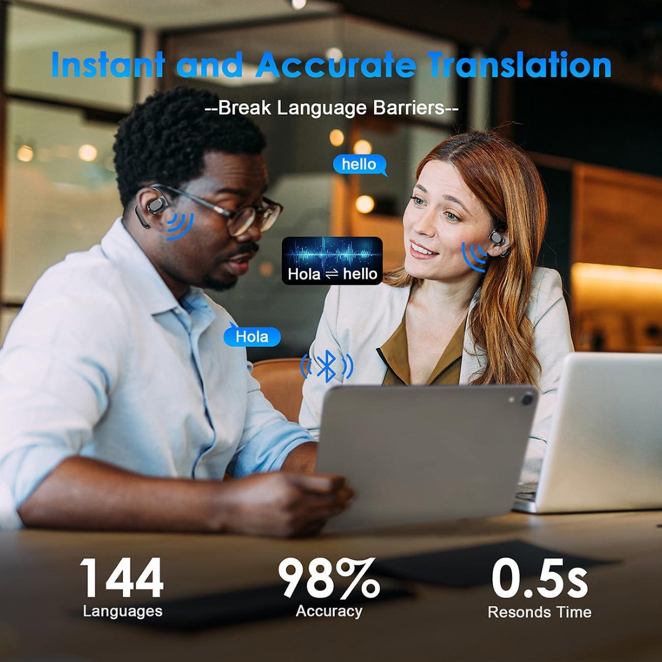 Auriculares Traductores Inalámbricos MWIRB M62 144 Idiomas Negro