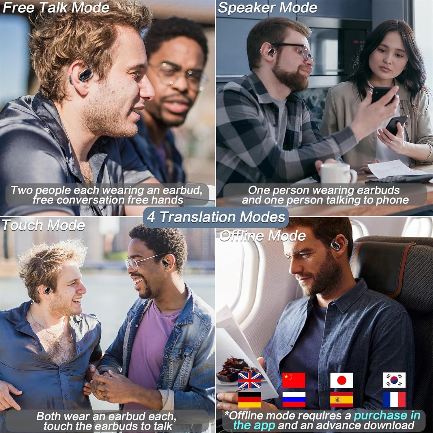 Auriculares de Traducción Beviliu 3-en-1 Inalámbricos Negro