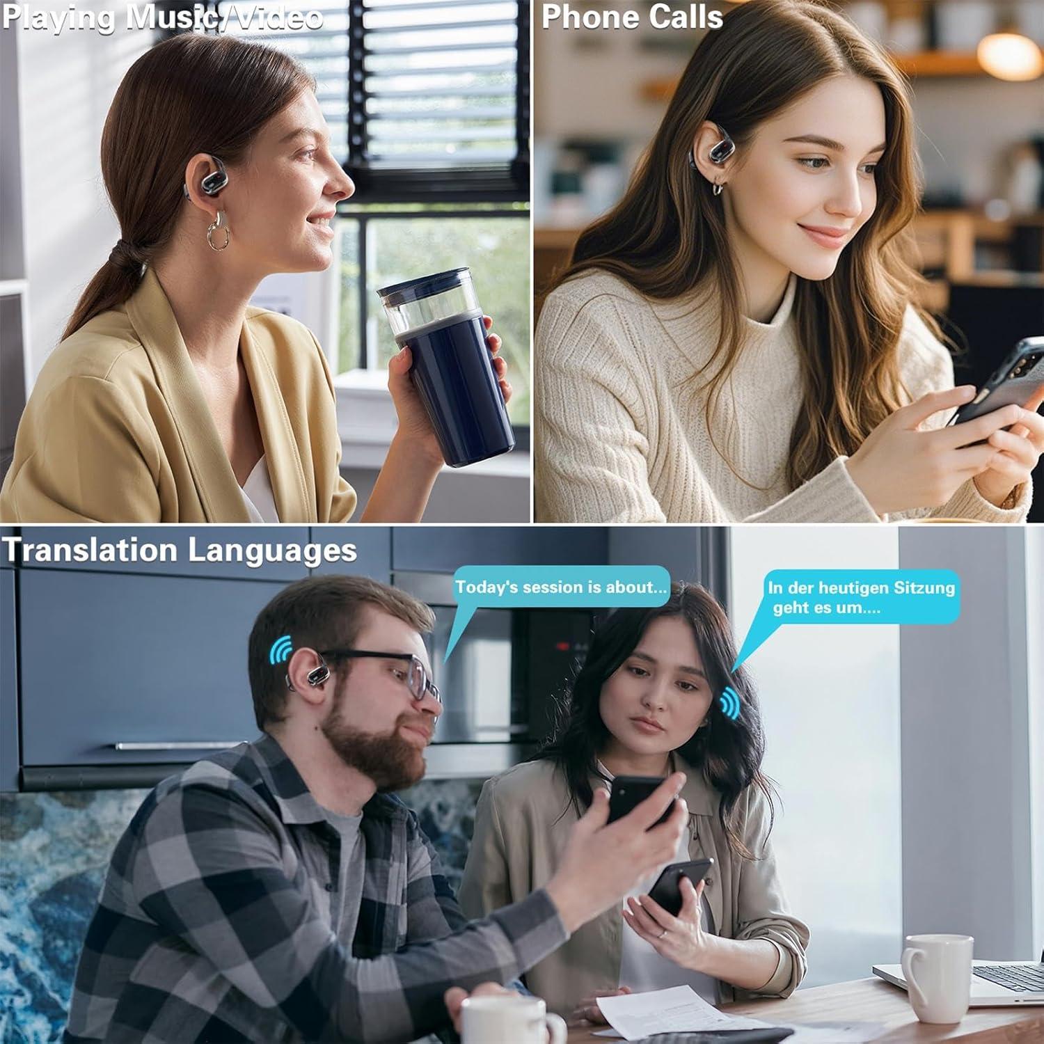 Auriculares de Traducción Beviliu 3-en-1 Inalámbricos Negro