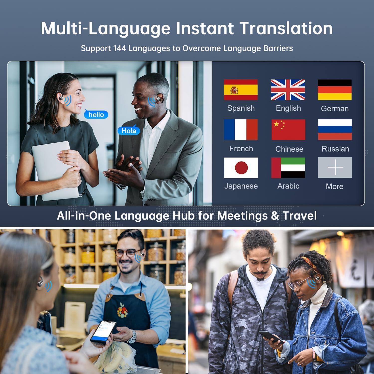 Auriculares Traductores AI Inalámbricos ZYDIIE M95 144 Idiomas