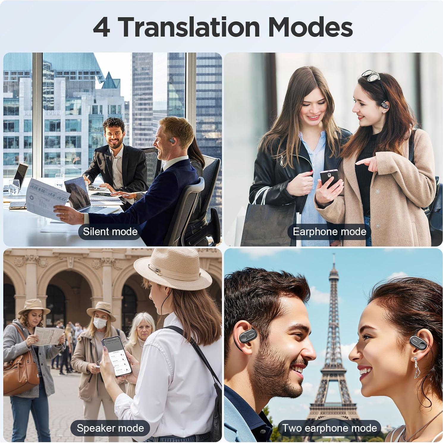 Auriculares de Traducción AI ANVOSED OWS-4501-BK 144 Idiomas