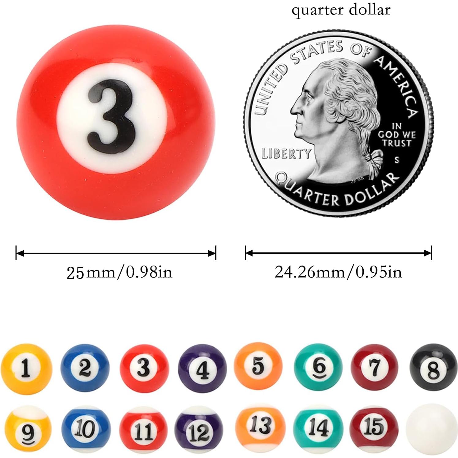 Juego de Bolas de Billar Mini 16PCS Haosie 2.5cm Resina