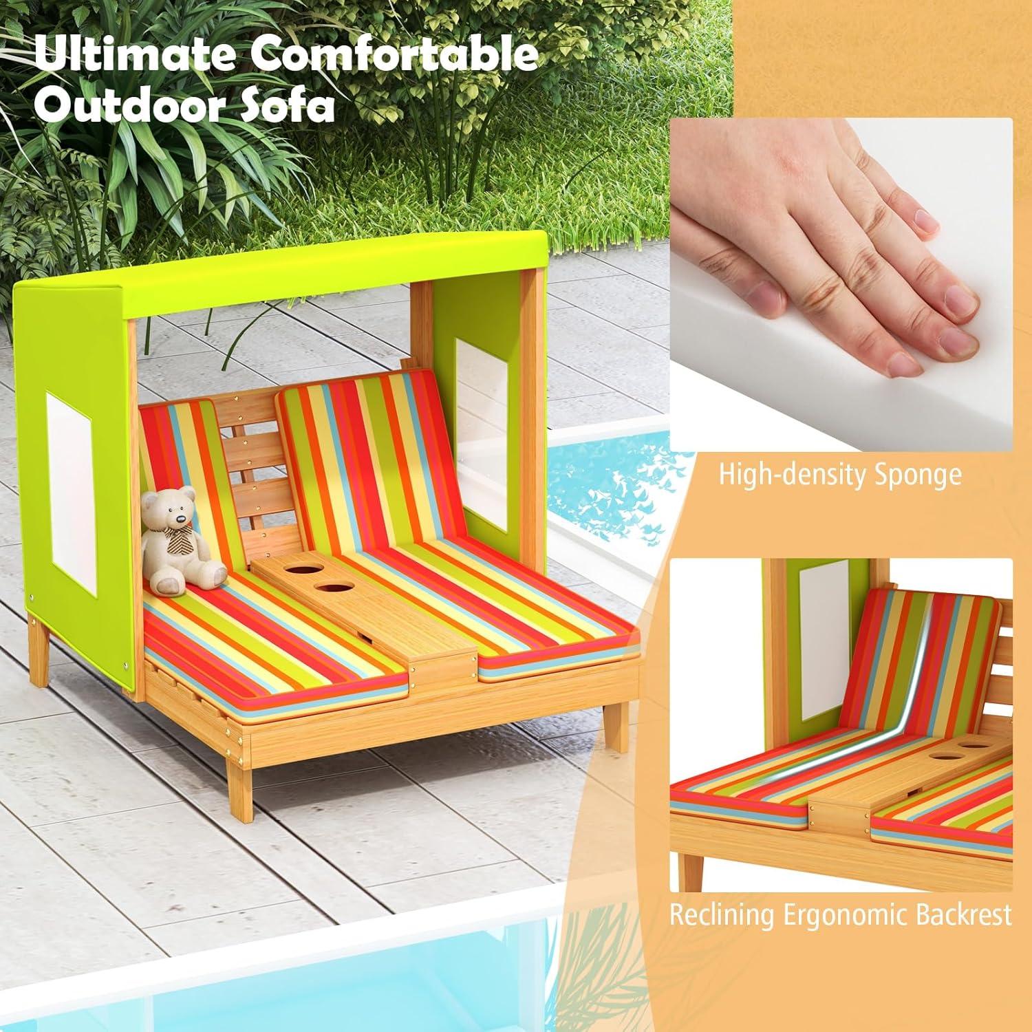 Silla Lounge Doble para Niños HONEY JOY con Dosel y Portavasos