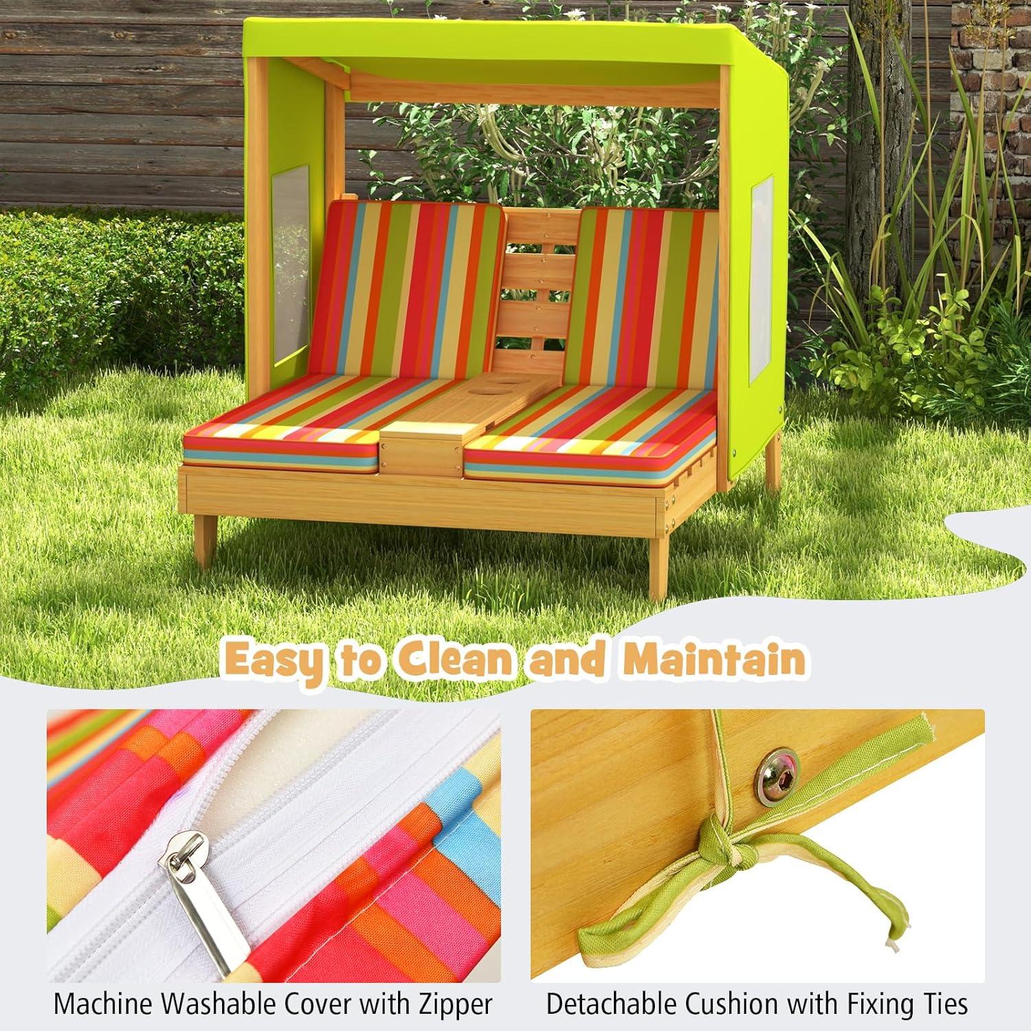 Silla Lounge Doble para Niños HONEY JOY con Dosel y Portavasos