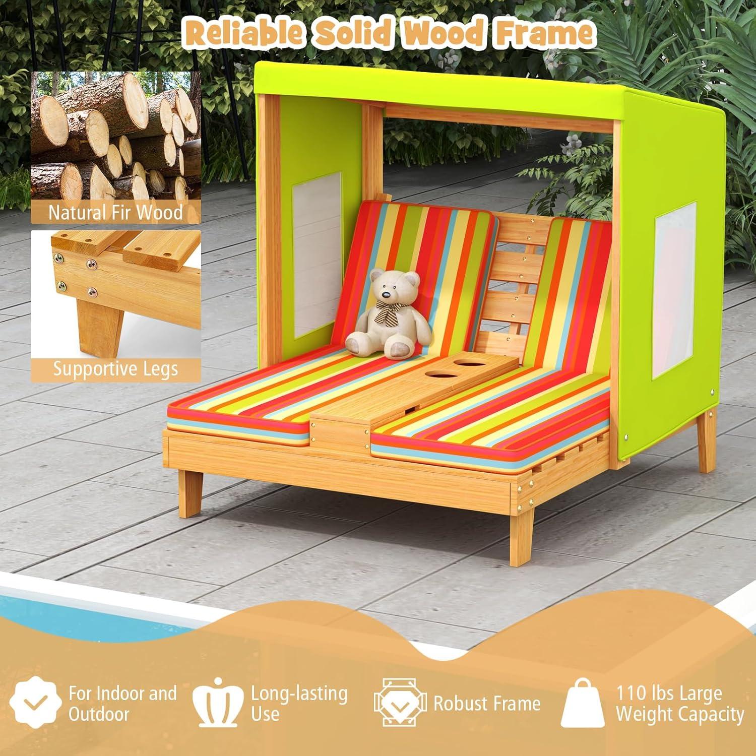 Silla Lounge Doble para Niños HONEY JOY con Dosel y Portavasos