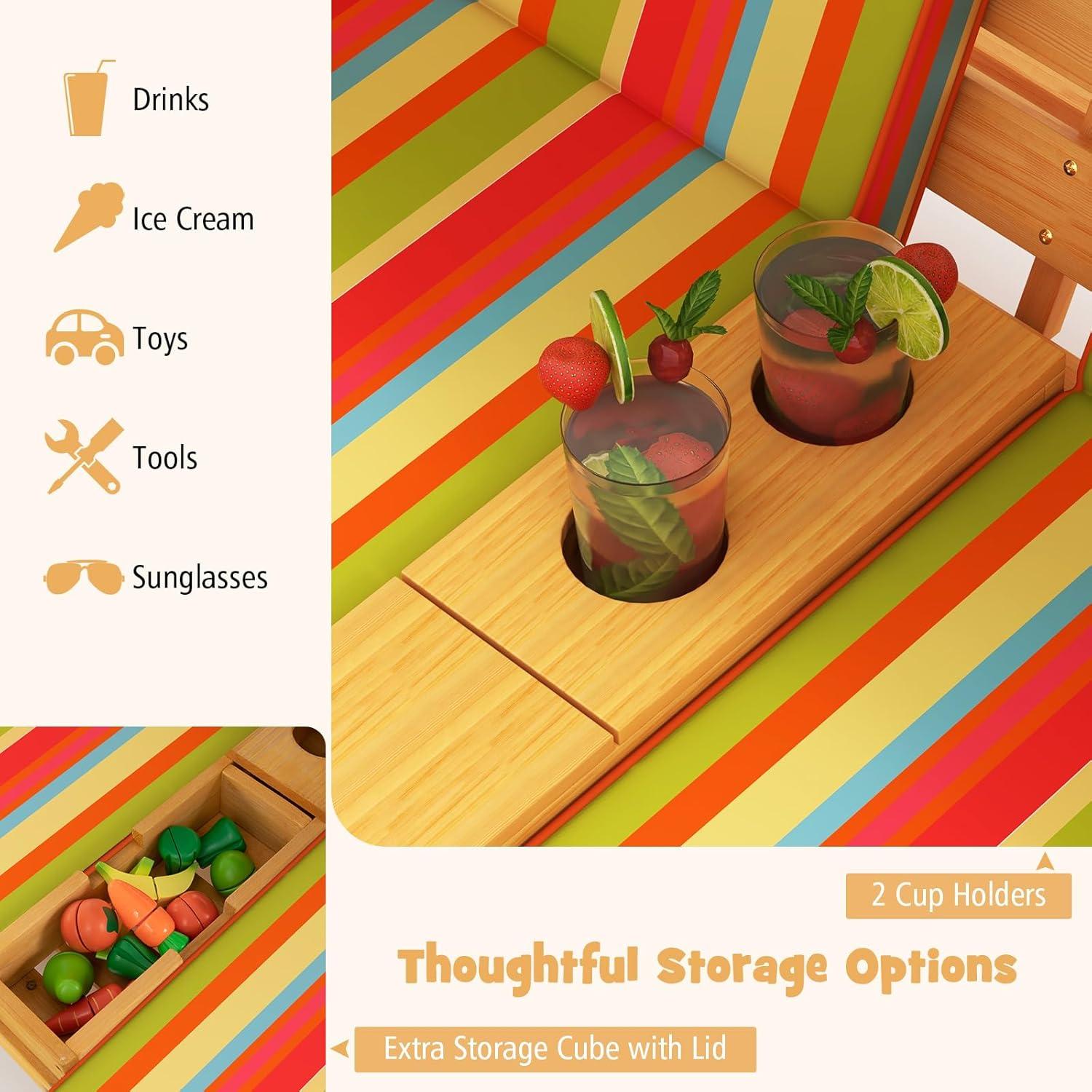 Silla Lounge Doble para Niños HONEY JOY con Dosel y Portavasos