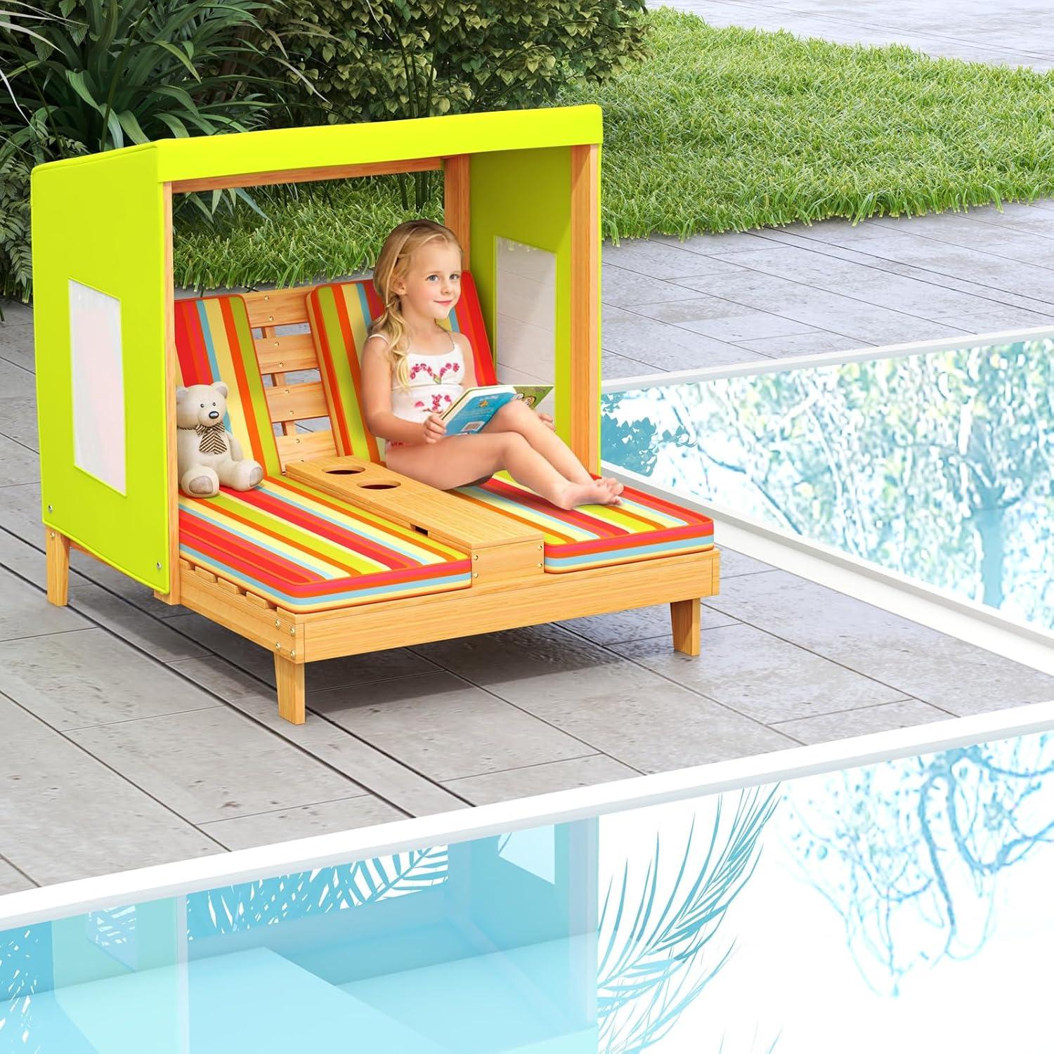 Silla Lounge Doble para Niños HONEY JOY con Dosel y Portavasos