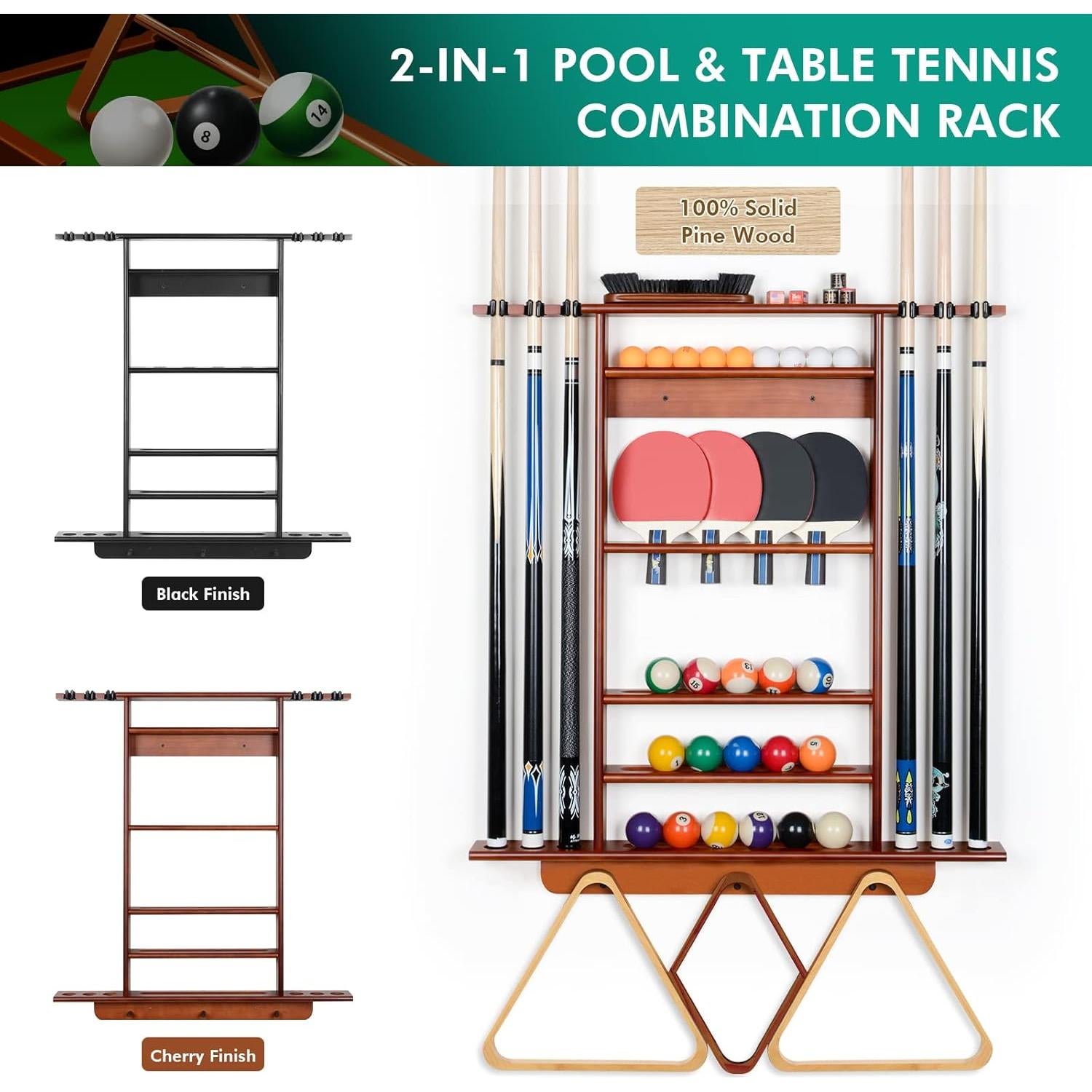 Soporte para Palos de Billar y Ping Pong XCSOURCE 2-en-1 Madera