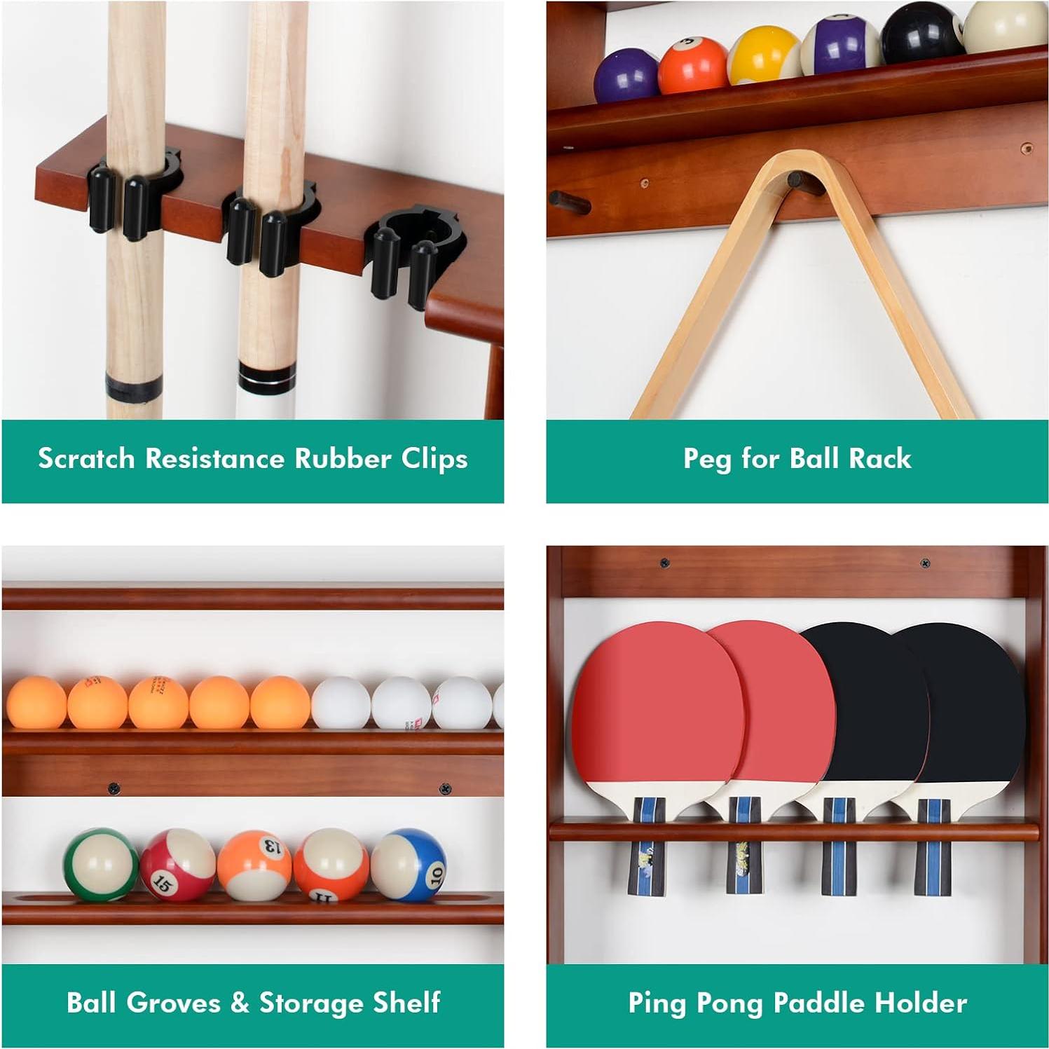 Soporte para Palos de Billar y Ping Pong XCSOURCE 2-en-1 Madera