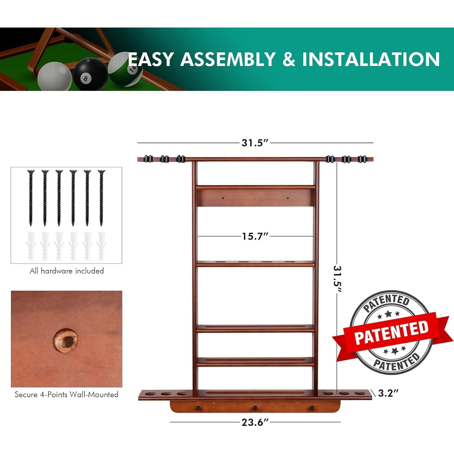 Soporte para Palos de Billar y Ping Pong XCSOURCE 2-en-1 Madera