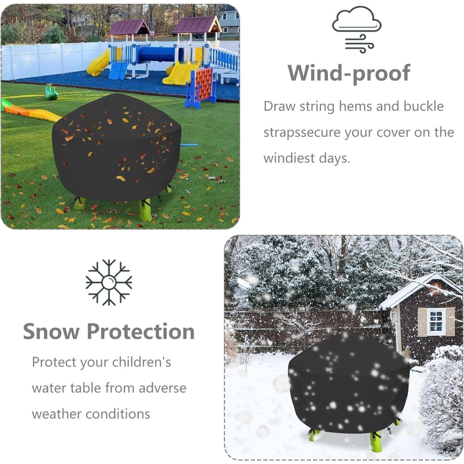 Cubierta de Mesa de Agua para Niños Aacabo 87x87x45 cm Negra