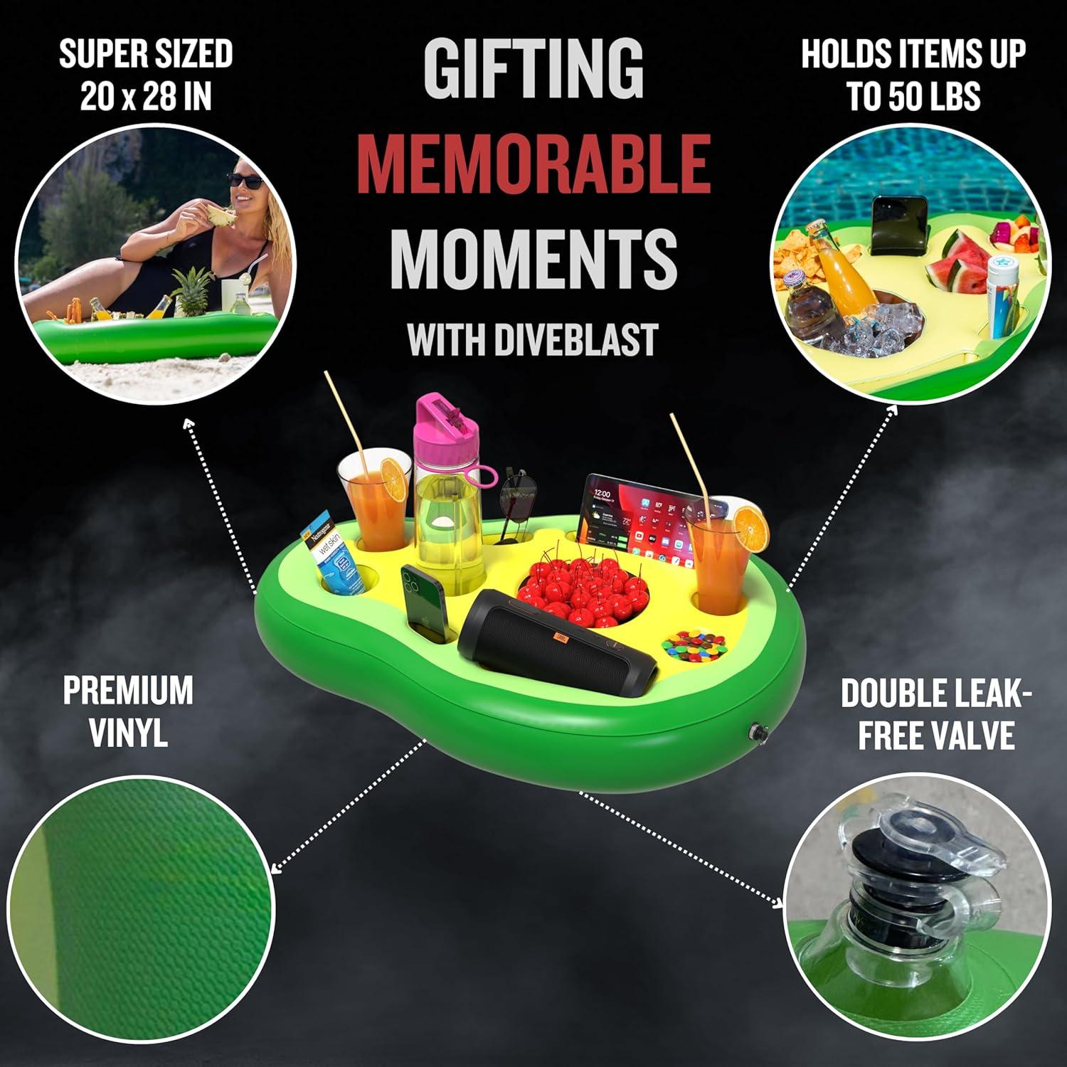 Soporte de Bebida Flotante DIVEBLAST Aguacate Inflable 22.68 kg