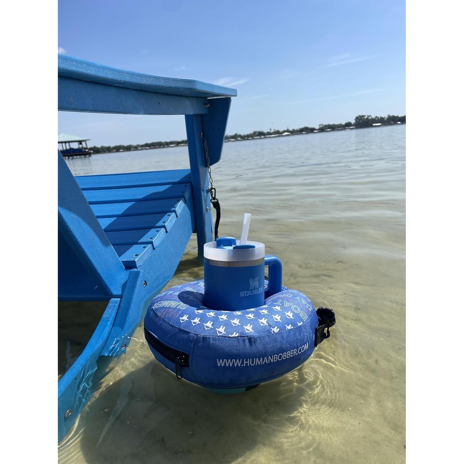 Portavasos Inflable Flotante Human Bobber Azul Grande