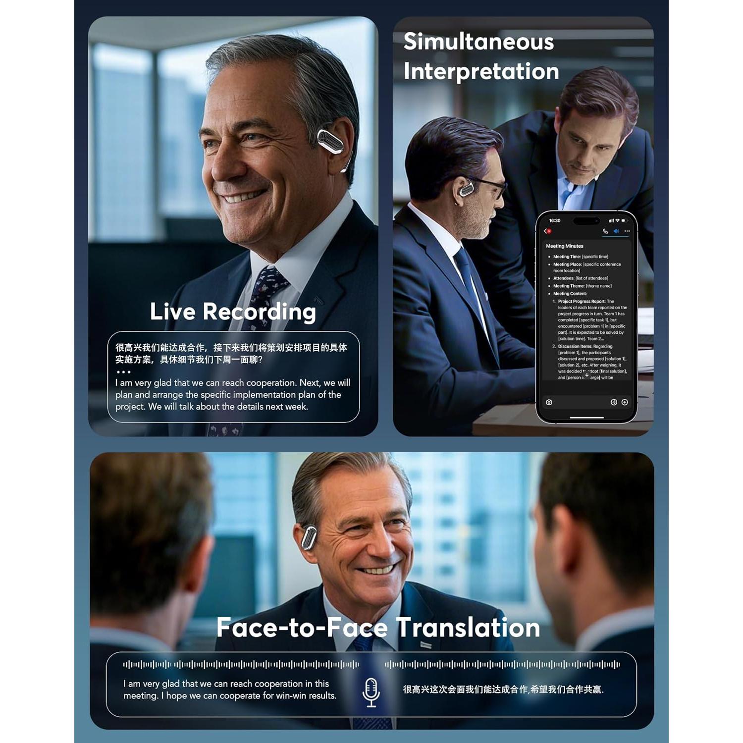 Auriculares Traductores AI Bluetooth EUQQ Q16Pro - 144 Idiomas