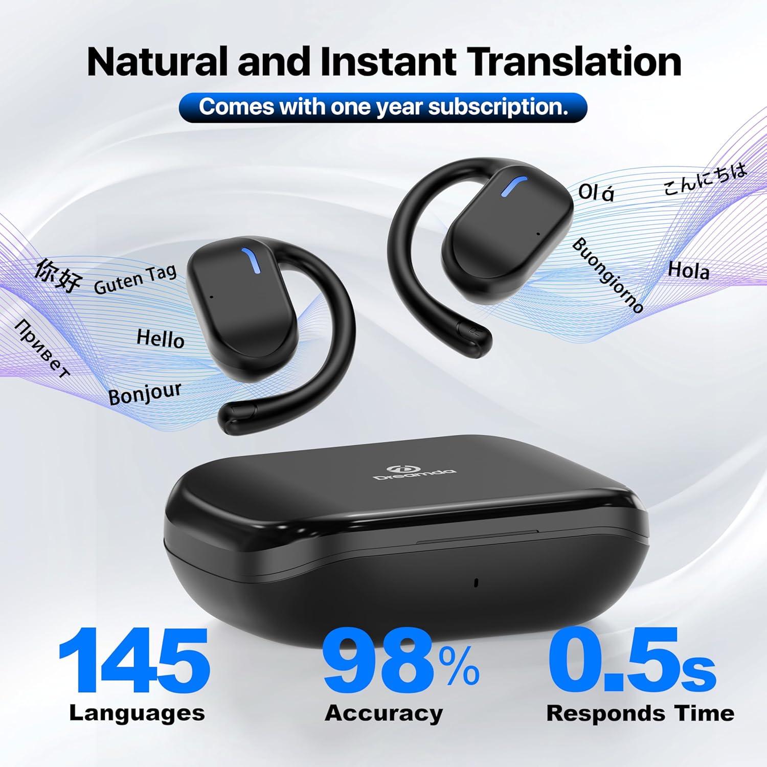 Auriculares Traductores AI OWS 3 en 1 Negro 144 Idiomas