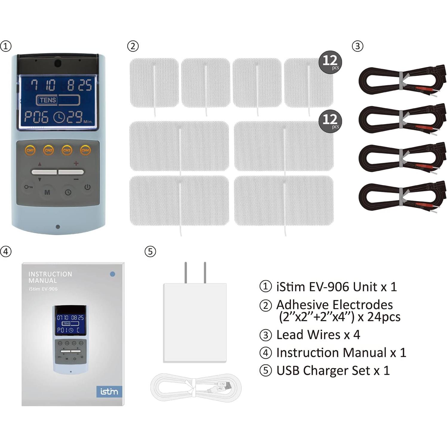 iStim Estimulador Muscular EV-906 TENS EMS Alivio Dolor